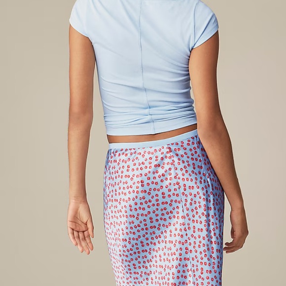 J. Crew Gwen knee-length slip skirt in blue and red summer fields print. 🌸 - Picture 3 of 8